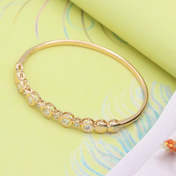 Elegant Rose Gold Bangle with Crystal Accents for Chic Style, XPBL0520 - Picture 4 of 12